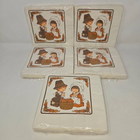 Hallmark Thanksgiving Luncheon Napkins Vintage 75 Napkins 5 Packs 65TNK 2-4 - Picture 1 of 8